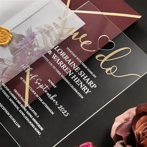 Matte finish label on the invitation card